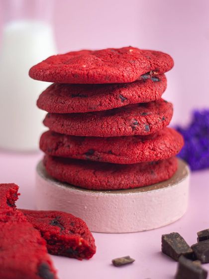 A cookie a day keeps the grumpiness away! My red velvet cookies are soft, chewy, and packed with chocolate chips for a decadent treat.