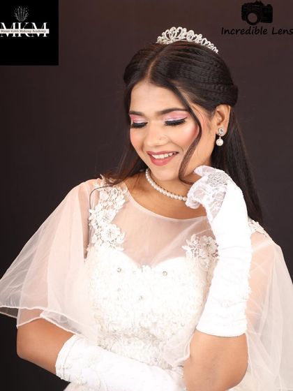 A close-up of my Christian bride, showcasing the soft pink eye makeup and glowing skin. This photo is completely unedited to show the real texture and finish.