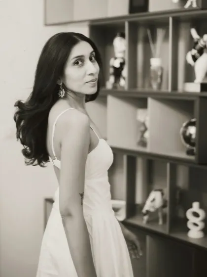 A candid portrait taken in my studio. This space is not just an office, it's a reflection of my journey and my dreams as a stylist.