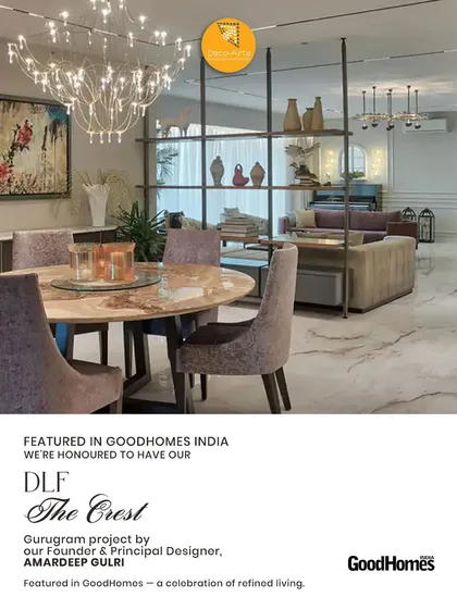 A proud moment seeing my Gurugram project at DLF The Crest featured in GoodHomes India. The article celebrated the project's refined living and timeless design, envisioned by me.