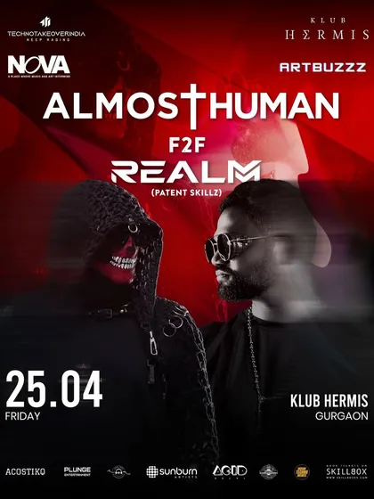 The F2F poster for my showdown with Almost Human at Klub Hermis. The red, high-impact design screams energy and competition.