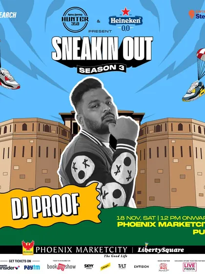 The flyer for my performance at Sneakin' Out in Pune, a festival for sneakerheads and hip hop fans.