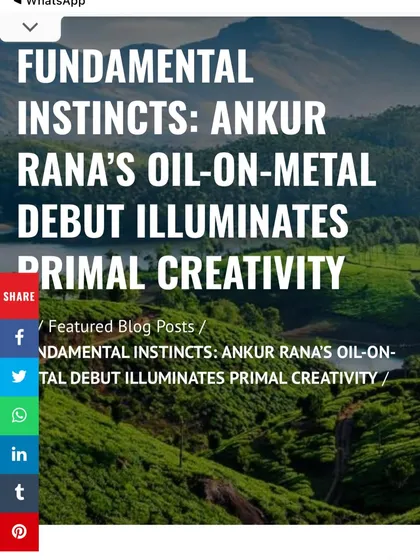 A screenshot of a wonderful article about my oil-on-metal debut in Yathra E-Magazine. It's always encouraging to have my experimental work recognized.