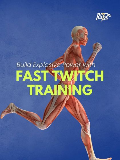 The title graphic for our fast-twitch training series, featuring an anatomical illustration to visually connect the concept of explosive power to the underlying muscle physiology.