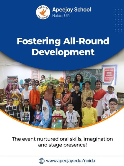 Our Hindi Role Play Competition for Class IV fosters all-round development by nurturing oral skills, imagination, and stage presence. This group photo showcases the proud participants in their creative costumes after the event.