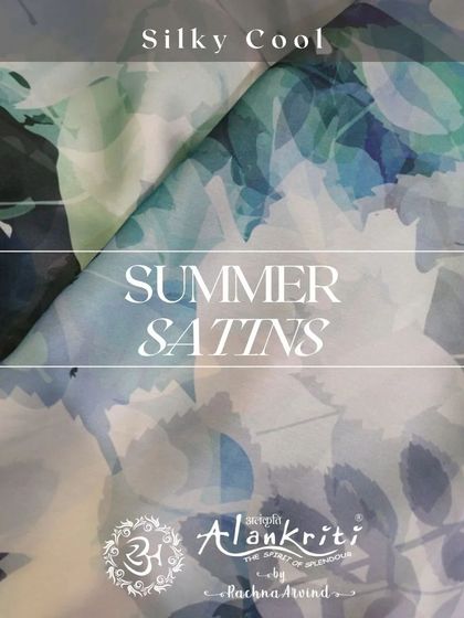 This cool blue and green abstract print is another option from my summer satin collection, perfect for creating flowing dresses or chic co-ord sets.