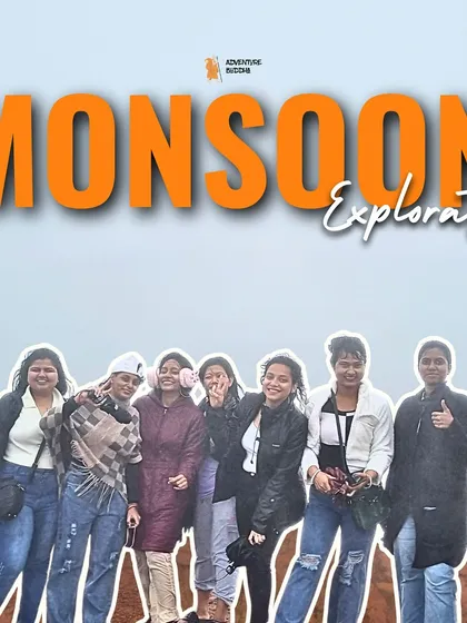 A group of travelers braving the monsoon weather in Coorg. Exploring during the rains is a unique and beautiful experience.