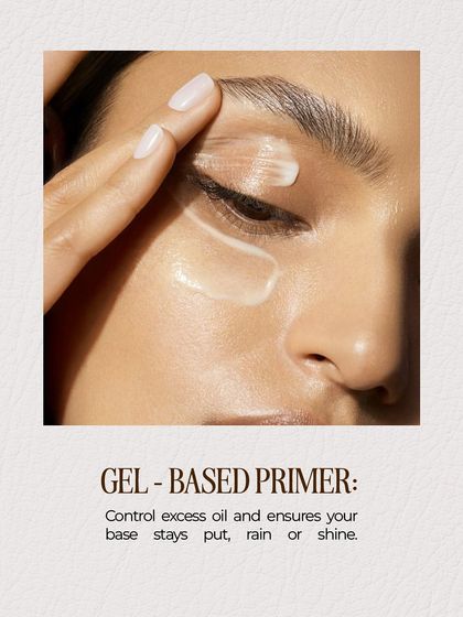 For monsoon-proof makeup, a gel-based primer is essential. We teach the science behind product selection, like how a gel primer controls oil and ensures the base stays put in humidity.