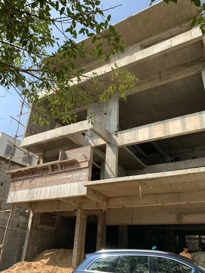 The original concrete frame of the Timber Edge project before our architectural intervention. This raw structure provided the canvas for a complete reimagining of the home's identity, both inside and out.