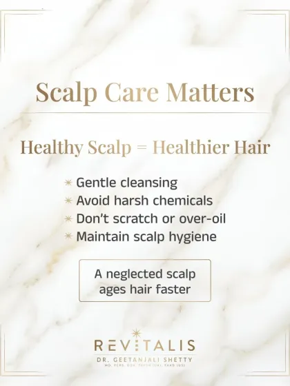 Your scalp care routine directly impacts hair aging. A neglected scalp ages hair faster. Gentle cleansing, avoiding harsh chemicals, and maintaining scalp hygiene are crucial steps to slow down premature greying.
