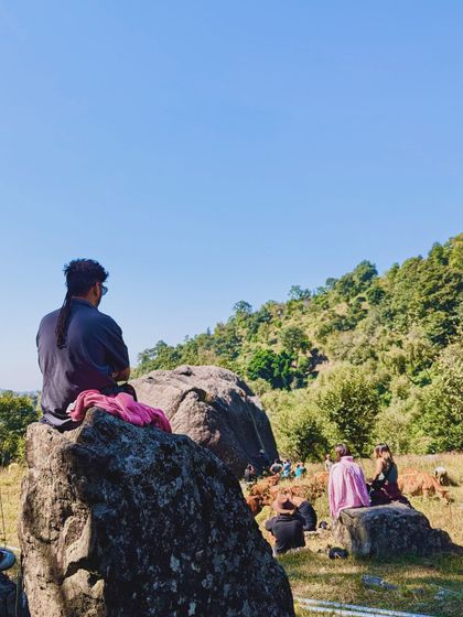 A quiet moment overlooking the festival grounds in Himachal. The natural beauty of the location added a unique element to the whole experience.