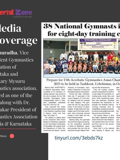 As the Vice President of the Karnataka Gymnastics Association, I am deeply involved in promoting the sport. Here is a newspaper feature from a national training camp I helped inaugurate.