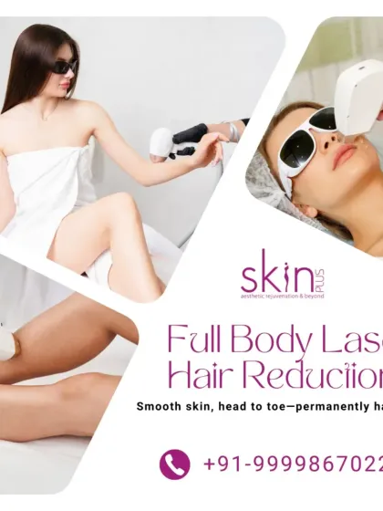 We offer comprehensive full-body laser hair reduction for permanently smooth skin. This collage showcases some of the most common treatment areas, including the face, legs, and underarms, all performed in a clean, professional setting.