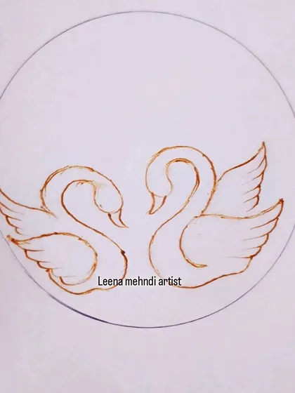 The simplest form of the swan design, focusing only on the outline of the two birds. This is a great starting point for beginners learning to draw figures.