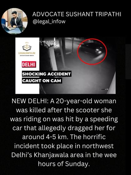 CCTV footage of the Delhi hit-and-drag incident. This image shows the car involved in the shocking accident where a young woman was killed after being dragged for 4-5 km in Delhi's Kanjhawala area.