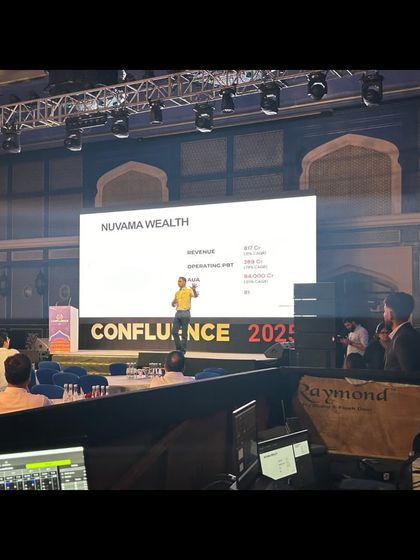 A presentation at Confluence 2025 in Jaipur. Our team was on deck managing the console and speakers, ensuring all business sessions were executed with technical precision.
