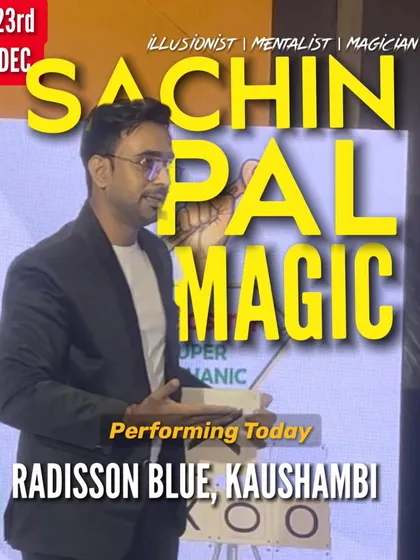 Poster for my performance at Radisson Blu, Kaushambi. Performing at premium hotels is common for my corporate clients.