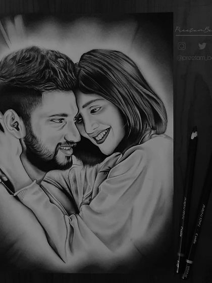 A look at how I created the 'Love Mocktail' couple portrait. These progress shots are perfect for anyone interested in a custom couple's sketch.