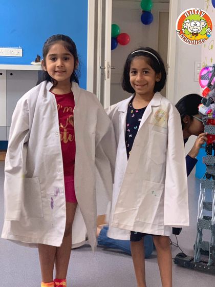 Dressed for success. Our signature lab coats make every child feel like a real scientist, ready to discover and experiment at their own birthday party or one of our workshops.