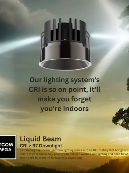 Our Liquid Beam downlight series features a Color Rendering Index (CRI) of over 97. This means the light renders colors almost identically to natural daylight, making it the perfect choice for spaces where color accuracy is critical, like retail stores, art galleries, and design studios.
