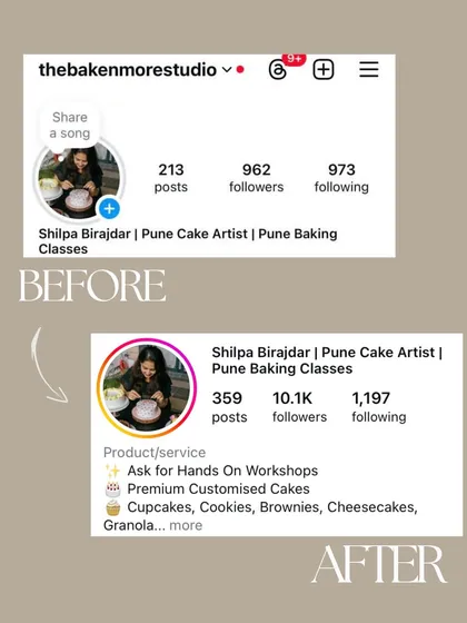 The proof is in the numbers! ✨ This is a real before and after from @thebakenmorestudio, who went from under 1,000 followers to over 10K in just six months with us. We help you optimize your profile and content to attract the right audience and achieve incredible organic Instagram growth.