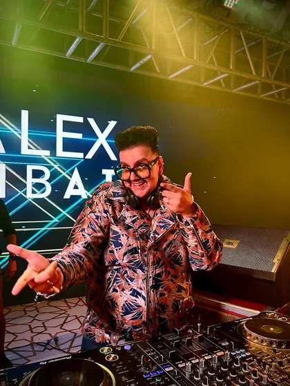 Thumbs up and a smile. This picture shows my approval and excitement when the crowd's energy is perfectly in sync with my music.