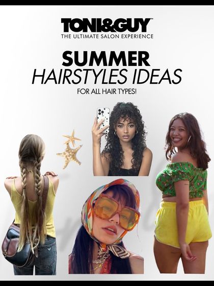 We've got sizzling summer hair ideas for every texture, from straight strands to bouncy curls. This graphic showcases a variety of on-trend looks to inspire your next style.