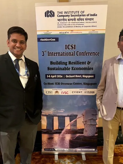 Networking with fellow professionals at the International Conference by the Institute of Company Secretaries in Singapore. These connections are invaluable for cross-border collaborations and client service.