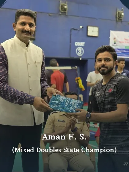 State champion Aman F.S. being felicitated during an opening ceremony.