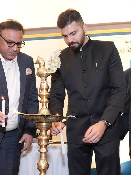 A moment from the lamp lighting ceremony at the AIMA national program in New Delhi.