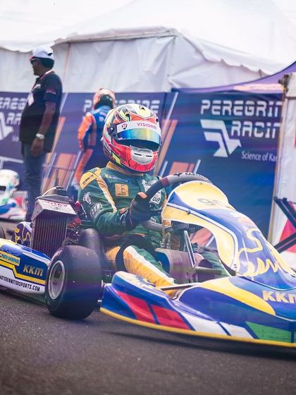 Our driver in the number 90 kart, ready on the grid before the race.