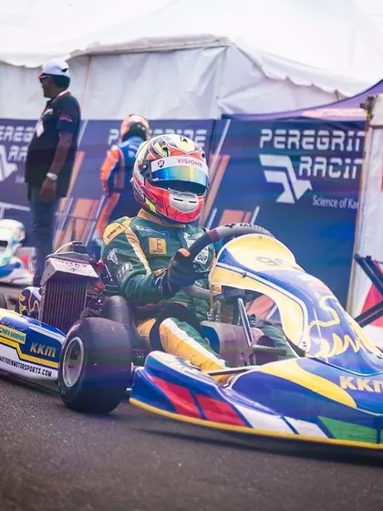 Our driver in the number 90 kart, ready on the grid before the race.