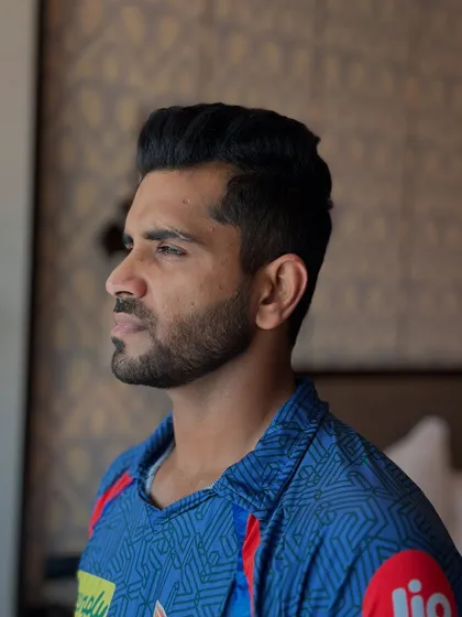 A sharp new look for Shivam Mavi of the Lucknow Super Giants. This profile shot shows the clean lines and volume.