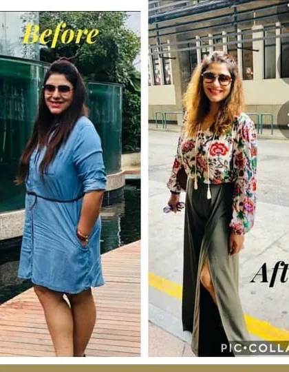 A stunning 16 kg weight loss transformation. This client's dedication to her personalized workout and nutrition plan completely reshaped her physique and boosted her confidence.