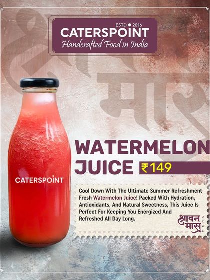 Cool down with our fresh Watermelon Juice. It’s pure, natural sweetness with no added sugar, perfect for staying hydrated and energized during your Shravan fast.