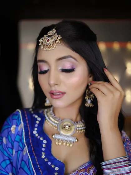 Grace, charm, and a hint of royal elegance. This blue ethnic look is perfect for a wedding guest who wants to stand out.