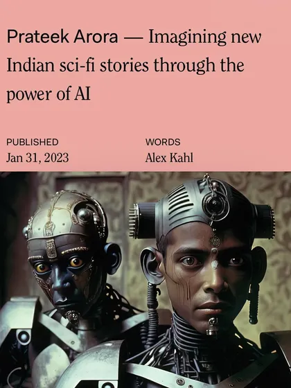 An online article from early 2023 discussing my work in imagining new Indian sci-fi stories through AI. This was one of the first pieces to really understand what I was trying to do.