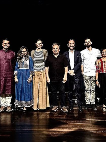 A group photo with the amazing musicians of the Italian trio and my Indian counterparts after our 'Jugalbandi - The Crossing' concert. It was a beautiful meeting of musical cultures.