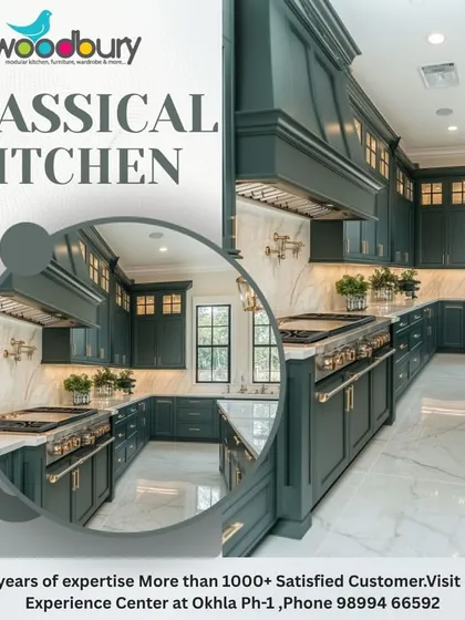 This is a concept for a grand classical kitchen, showing how traditional designs can be packed with modern features. We can create this look with custom-profiled shutters, elegant handles, and integrated appliances for a seamless finish.
