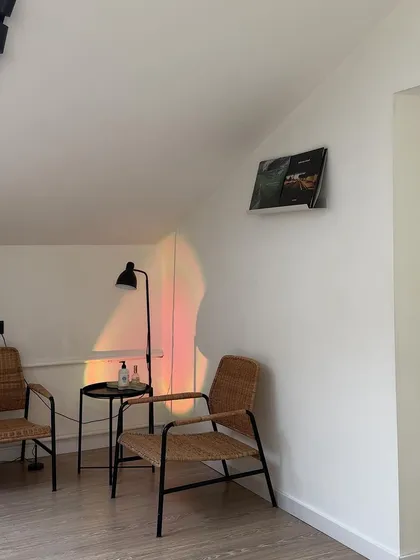 Our cozy waiting area, designed for you to relax before your appointment or class. We believe in creating a peaceful experience from the moment you walk in.