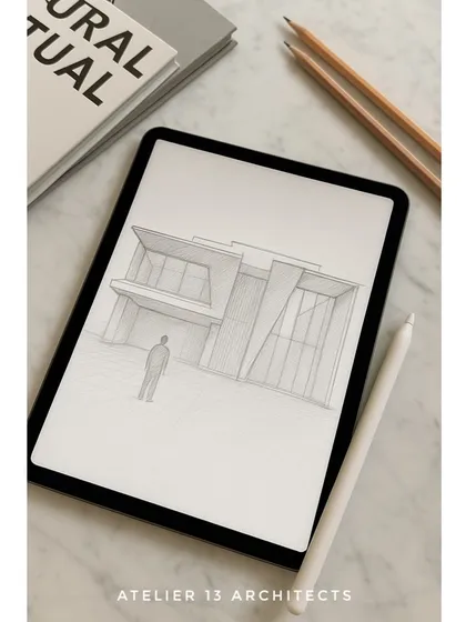Every project begins with a vision. This digital sketch showcases the initial concept for a modern residence, capturing the essential forms, proportions, and interplay of light that will define the final structure. Our design process is a journey from imagination to reality.