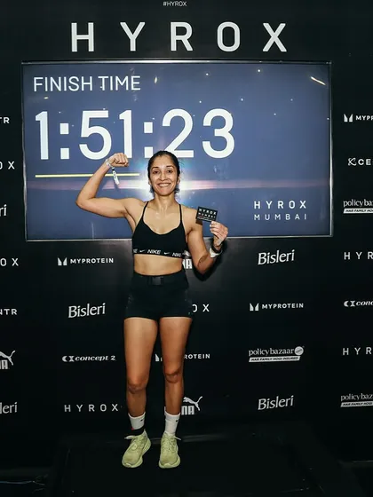 Crossing the finish line at the HYROX race was a surreal moment. This picture represents months of pushing past pain, overcoming injuries, and pure grit. From living with fibromyalgia to competing and ranking in my age category, this is a win I am incredibly proud of.