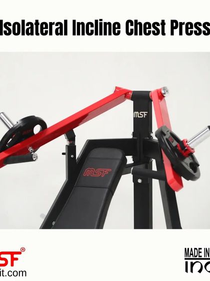 A close-up of the Isolateral Incline Chest Press. The converging arm path mimics a natural dumbbell press for superior muscle activation.