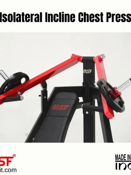 A close-up of the Isolateral Incline Chest Press. The converging arm path mimics a natural dumbbell press for superior muscle activation.