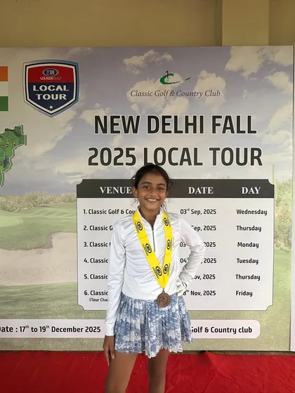 Suhani Chandra with her 3rd Runner-Up medal at the US Kids Golf Championship.