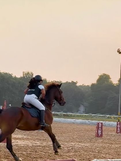 The moment after a successful jump, horse and rider are already preparing for the next challenge on the course.