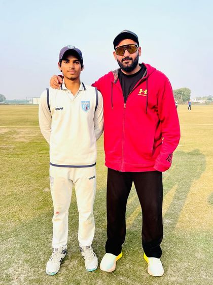 With my student Nikhil Malik after his incredible 200-run innings. This is a testament to his hard work and the explosive batting skills we develop.