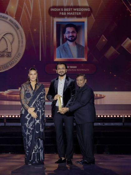 Receiving the award for India's Best Wedding F&B Master. We are so grateful for this recognition and for the trust our clients place in us for their most special celebrations.