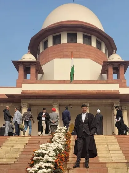 We represent clients at the highest level, including appearances at the Supreme Court of India. This image, taken on the steps of the nation's apex court, reflects our commitment to handling significant legal challenges and appeals.
