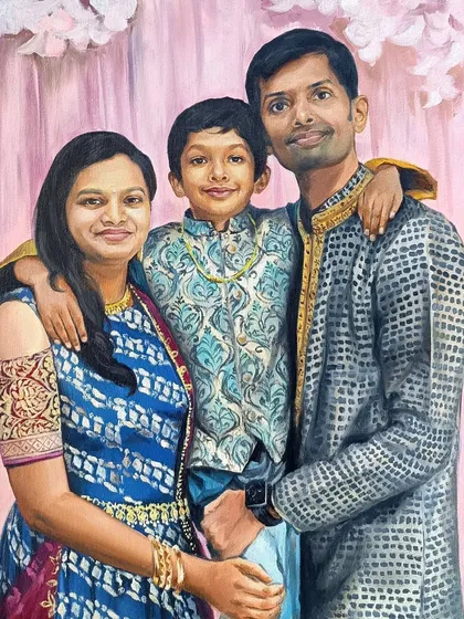 The full family portrait, showing the beautiful bond between the parents and their son.